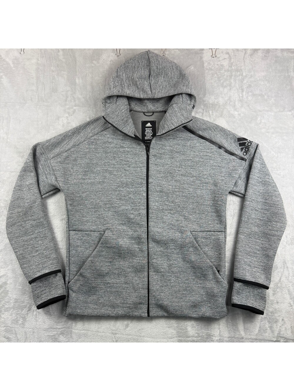 Adidas Z.N.E. Fast Release Full-zip Hoodie MenL Gray Performance Technical Sport